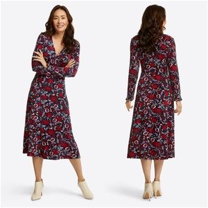 DRAPER JAMES Paisley Faux Wrap Knit Dress